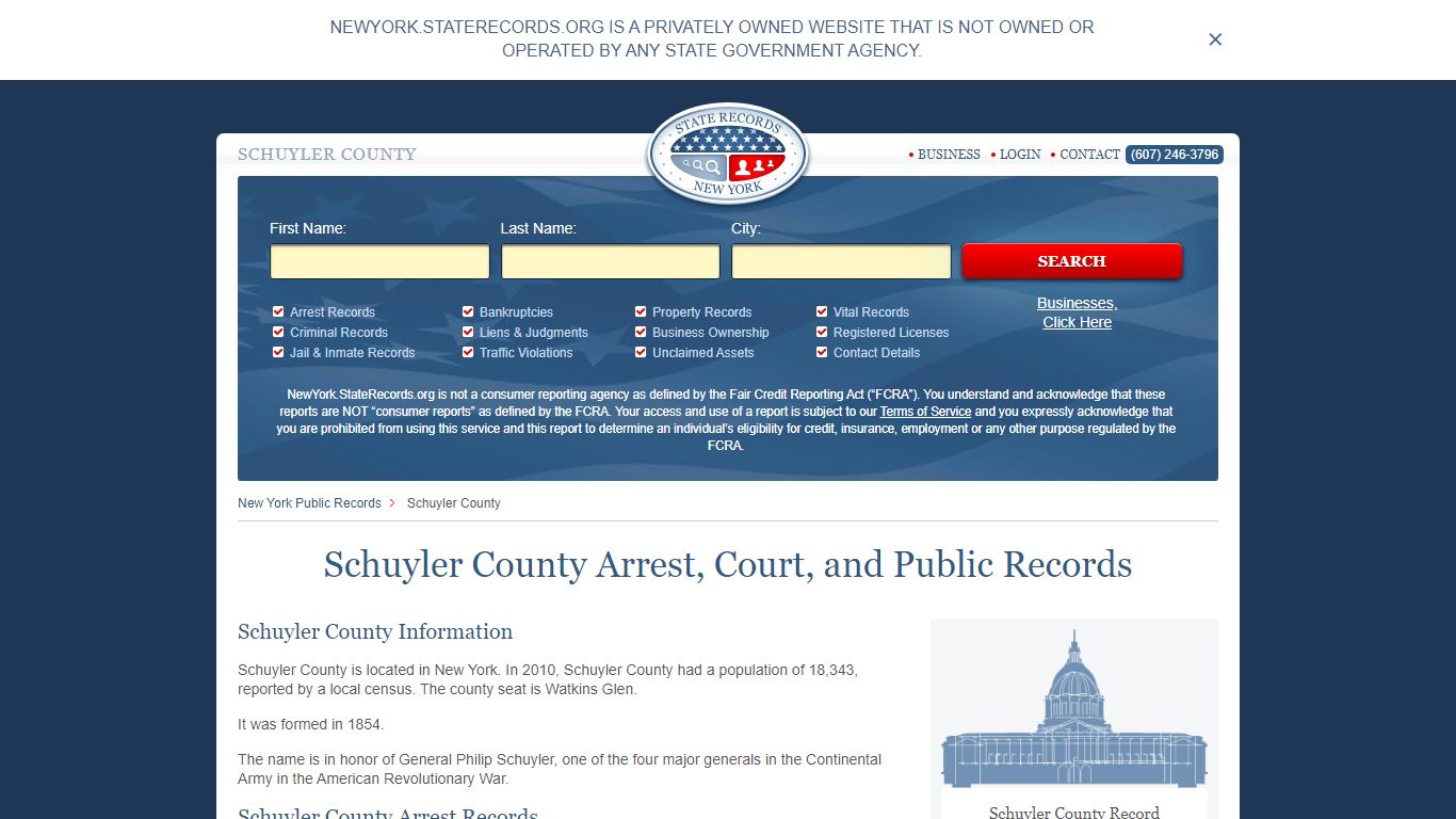 Schuyler County Arrest, Court, and Public Records